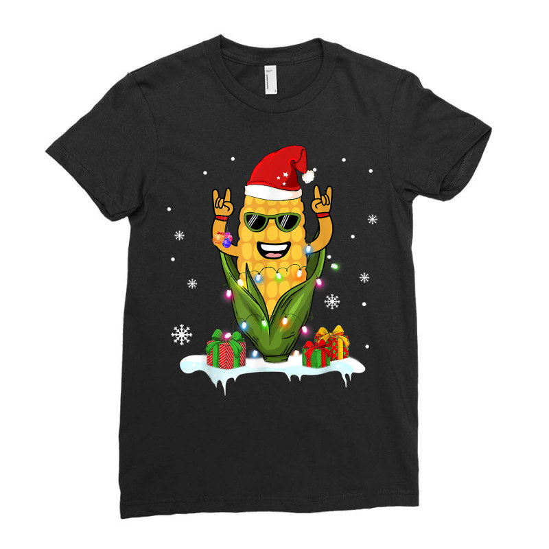 Christmas Funny Corn Design Lights Sweet For Mens Women Boy T Shirt Ladies Fitted T-Shirt by cm-arts | Artistshot