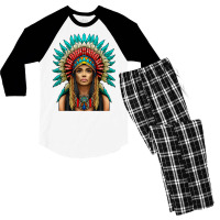 Native American Woman Indian Warrior For Women T Shirt Men's 3/4 Sleeve Pajama Set | Artistshot