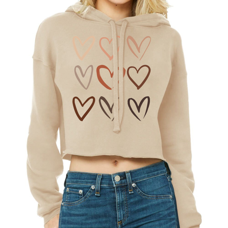 Skin Tone Hearts, Be Kind, Melanin Cropped Hoodie | Artistshot