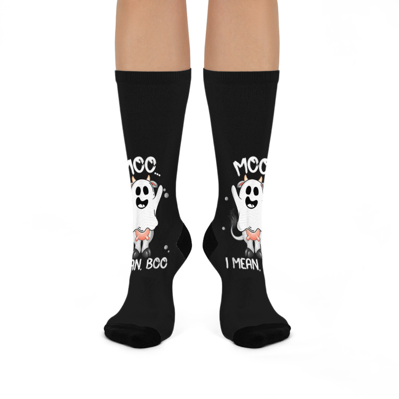 Boo Boo Crew Ghost Cow Moo I Mean Boo Farmer Cute Halloween Crew Socks ...