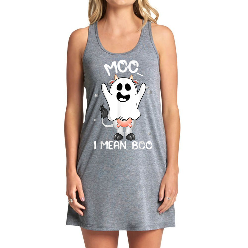 Boo Boo Crew Ghost Cow Moo I Mean Boo Farmer Cute Halloween Tank Dress ...