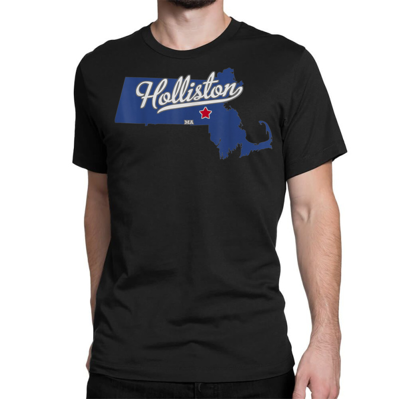 Holliston Massachusetts Ma Map Classic T-shirt | Artistshot