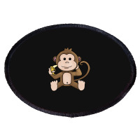 Cheeky Monkey Having A Banana Oval Patch | Artistshot