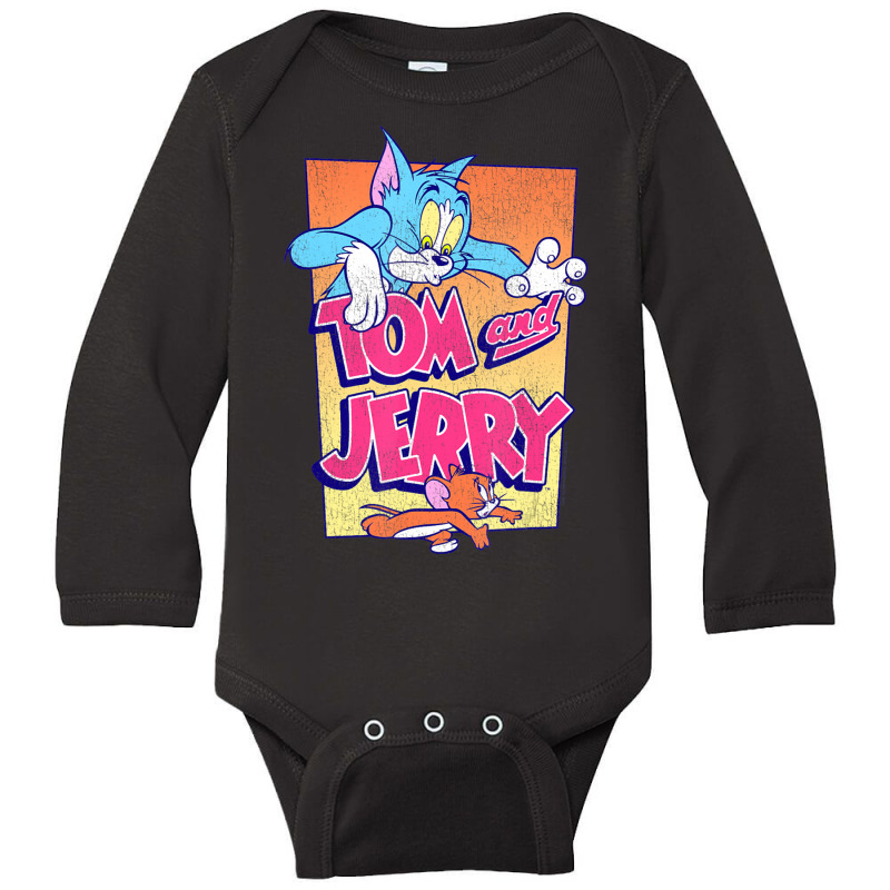 Tom & Jerry Mid Chase Around The Poster Long Sleeve Baby Bodysuit | Artistshot