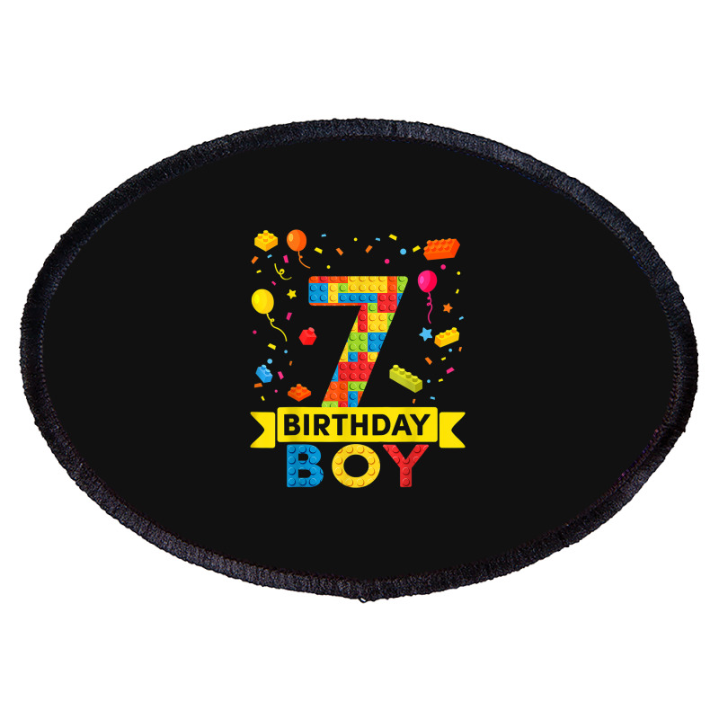 7 Year Old Building Blocks 7th Birthday Boy Oval Patch | Artistshot