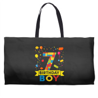 7 Year Old Building Blocks 7th Birthday Boy Weekender Totes | Artistshot