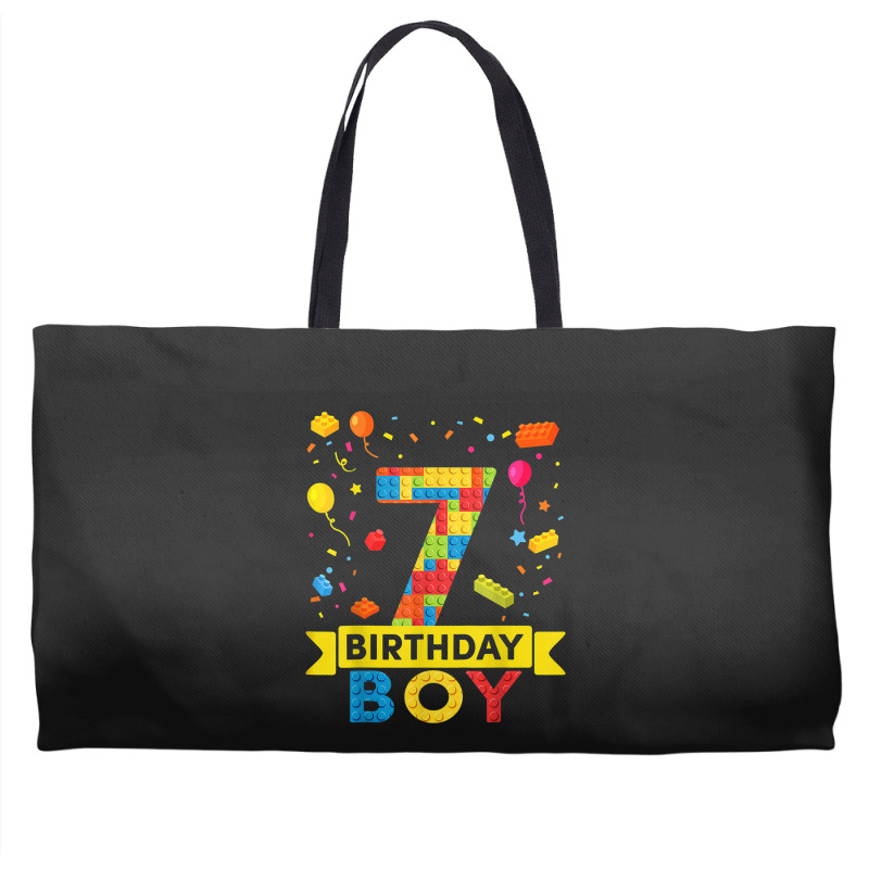 7 Year Old Building Blocks 7th Birthday Boy Weekender Totes | Artistshot