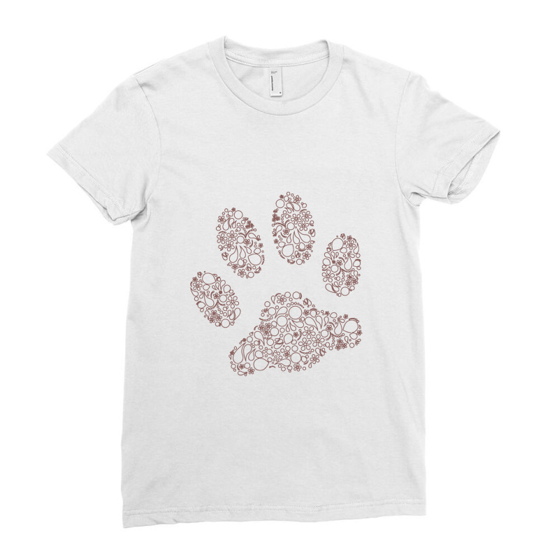 Paw Print In Modern Paisley Outline Design Ladies Fitted T-Shirt by pitulikur.duapuluhtujuh | Artistshot