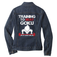 Goku Training Ladies Denim Jacket | Artistshot