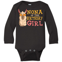 Nona Of The Birthday Girl Llama Bday Party Celebration Long Sleeve Baby Bodysuit | Artistshot