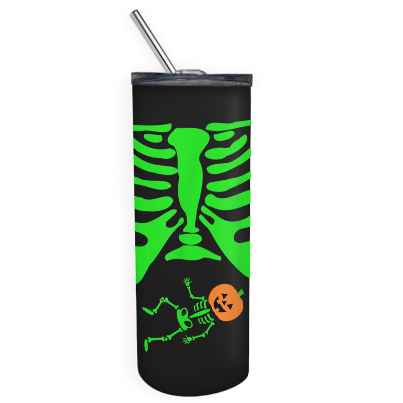 Halloween Green Skeleton X Ray Pregnant Jack O Lantern Skinny Tumbler | Artistshot