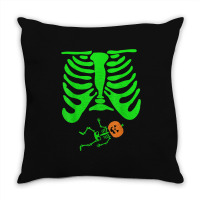 Halloween Green Skeleton X Ray Pregnant Jack O Lantern Throw Pillow | Artistshot