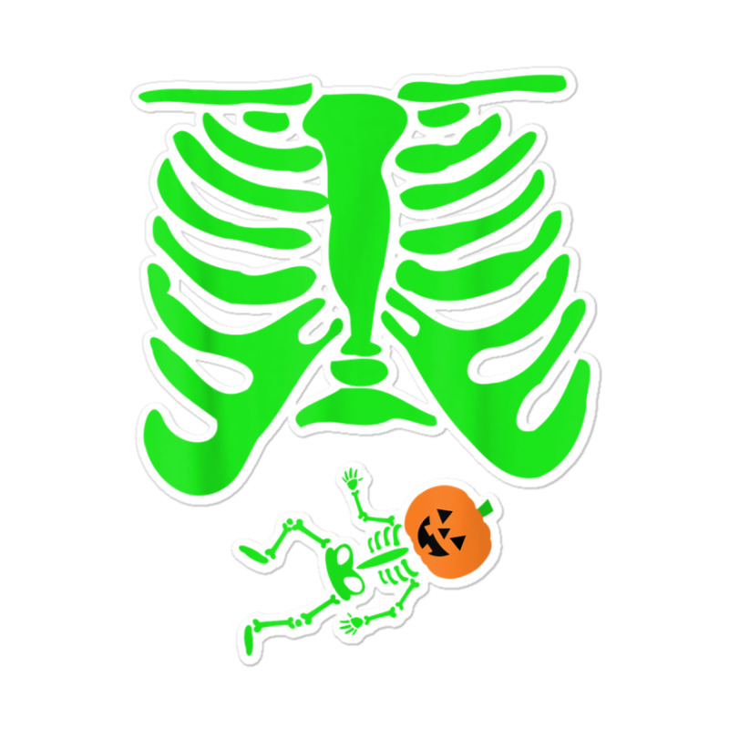 Halloween Green Skeleton X Ray Pregnant Jack O Lantern Sticker | Artistshot