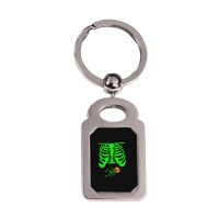 Halloween Green Skeleton X Ray Pregnant Jack O Lantern Silver Rectangle Keychain | Artistshot