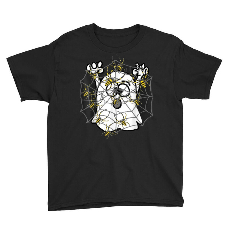 Funny Ghost Trapped In Joro Spider Web Halloween Cartoon Youth Tee by Outpost | Artistshot