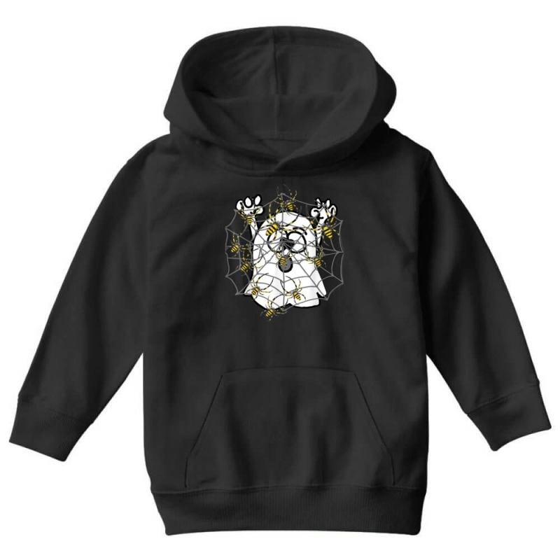 Funny Ghost Trapped In Joro Spider Web Halloween Cartoon Youth Hoodie by Outpost | Artistshot