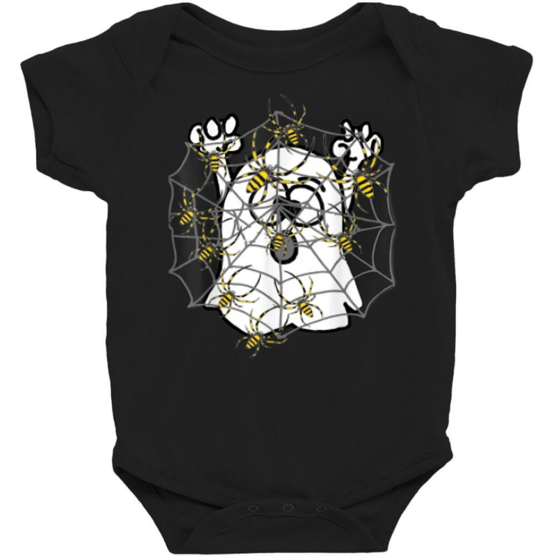 Funny Ghost Trapped In Joro Spider Web Halloween Cartoon Baby Bodysuit by Outpost | Artistshot