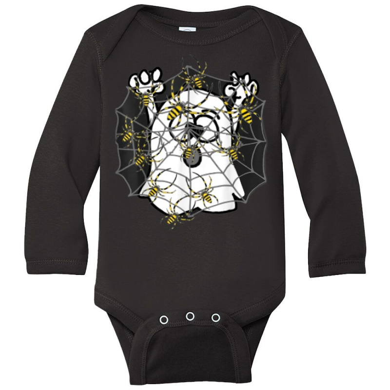 Funny Ghost Trapped In Joro Spider Web Halloween Cartoon Long Sleeve Baby Bodysuit by Outpost | Artistshot