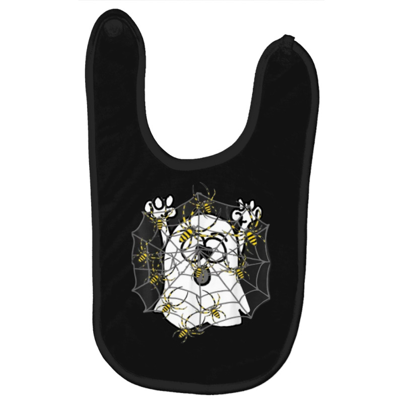 Funny Ghost Trapped In Joro Spider Web Halloween Cartoon Baby Bibs by Outpost | Artistshot