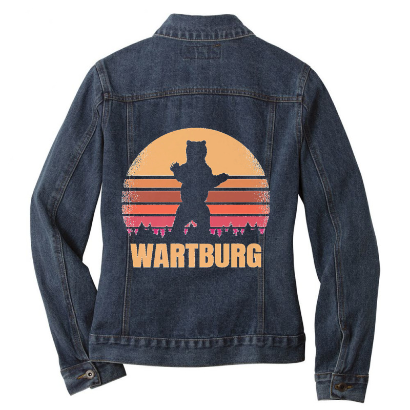 Wartburg Tennessee Vintage Bear Distressed Retro 80s Sunset Premium Ladies Denim Jacket by ENIDLWHITE | Artistshot