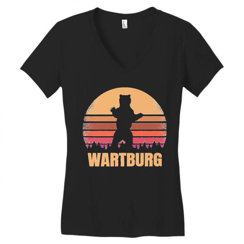 Wartburg Tennessee Vintage Bear Distressed Retro 80s Sunset Premium Women's V-Neck T-Shirt by ENIDLWHITE | Artistshot