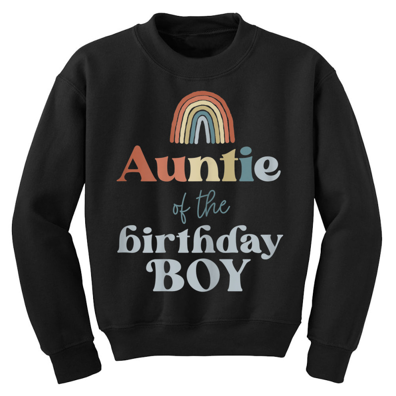 Womens Auntie Of The Birthday Boy Boho Rainbow Party Retro Supplies Youth Sweatshirt | Artistshot