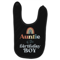 Womens Auntie Of The Birthday Boy Boho Rainbow Party Retro Supplies Baby Bibs | Artistshot