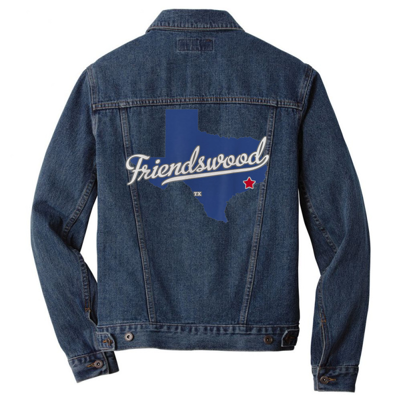 Friendswood Texas Tx Map Men Denim Jacket | Artistshot