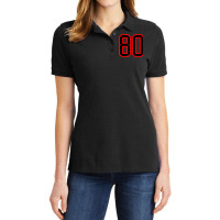 Jersey Number #80 Red Black Sports Birthday Lucky Number 80 Ladies Polo Shirt | Artistshot