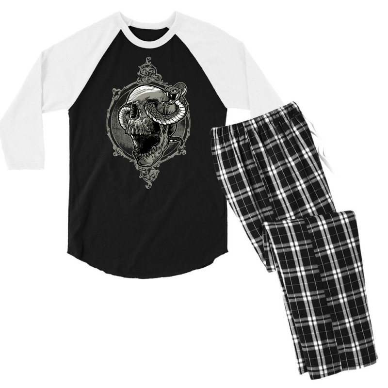 Creepy Satanic Dark Gothic, Creepy Satanic Dark Gothic Art, Creepy Sat Men's 3/4 Sleeve Pajama Set | Artistshot