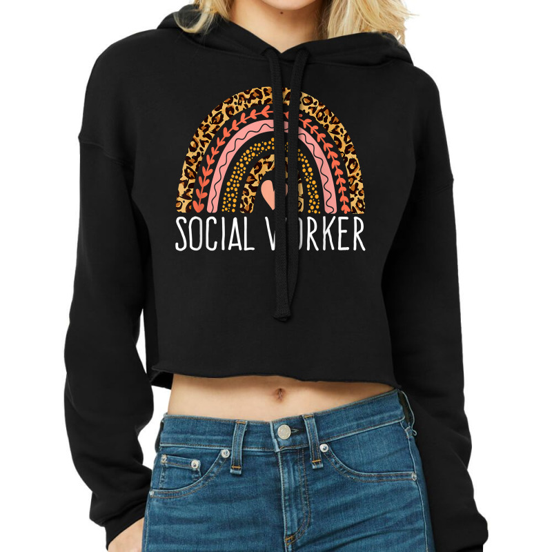 Social Worker Leopard Rainbow Social Work Women Girls T Shirt Cropped Hoodie by cm-arts | Artistshot