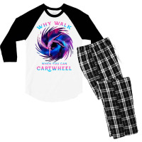 Why Walk When You Can Cartwheel Gymnastics Milky Way Galaxy T Shirt Men's 3/4 Sleeve Pajama Set | Artistshot