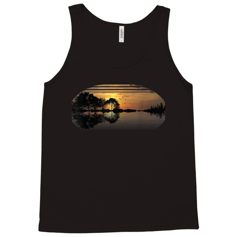 Guitar Sunset Sky Trees City Lake Reflection Special Design T Tank Top | Artistshot