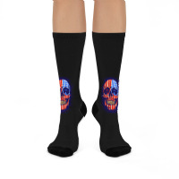 American Flag Skull, American Flag Skull Painting, American Flag Skull Crew Socks | Artistshot