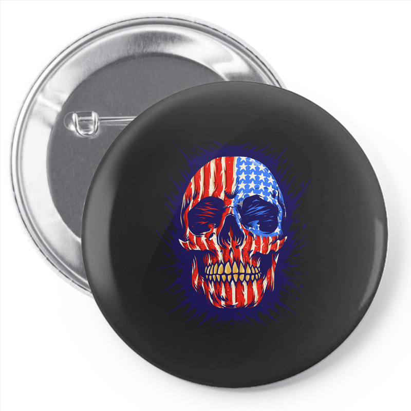 American Flag Skull, American Flag Skull Painting, American Flag Skull Pin-back Button | Artistshot