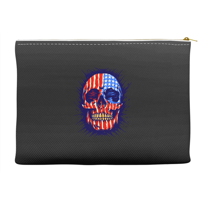 American Flag Skull, American Flag Skull Painting, American Flag Skull Accessory Pouches | Artistshot