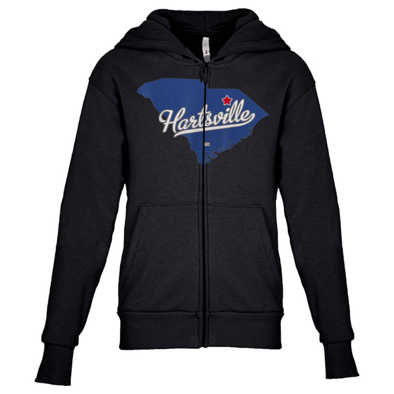 Hartsville South Carolina Sc Map Youth Zipper Hoodie by Queens | Artistshot