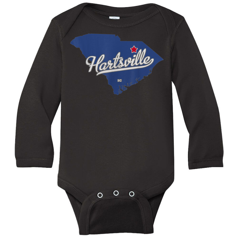 Hartsville South Carolina Sc Map Long Sleeve Baby Bodysuit by Queens | Artistshot