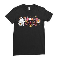 Groovy Ghost Halloween Floral Spooky Dental Assistant Ladies Fitted T-shirt | Artistshot