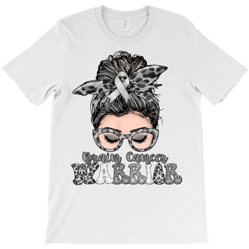 Women Messy Bun Brain Cancer Warrior Gifts T Shirt T-shirt | Artistshot