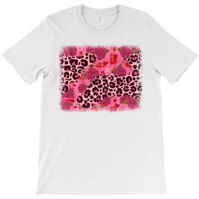 Valentine's Day Roses Leopard Background T-shirt Designed By Angel Clark