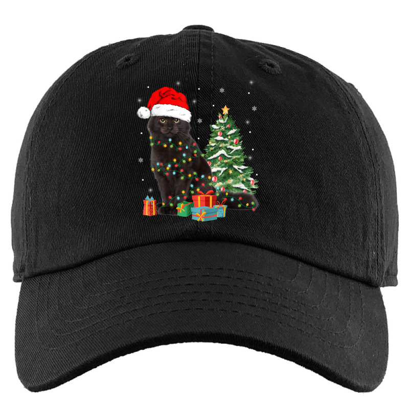 Black Cat Santa Tangled Up In Christmas Lights Xmas Tree Kids Cap by Sombre | Artistshot