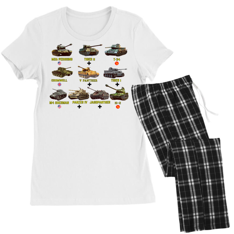 Top Ten Best Ww2 Tanks M4 Sherman Panzer Iv Tiger Ii T 34 T Shirt Women's Pajamas Set by cm-arts | Artistshot