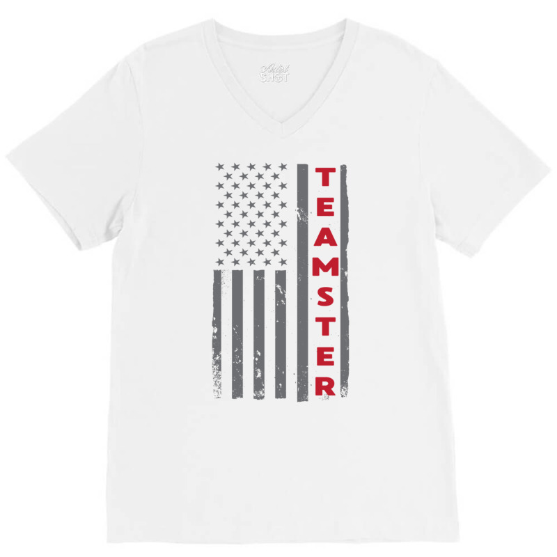 Teamster American Flag Patriotic Truck Driver Us Trucking Pullover Hoo V-Neck Tee by cm-arts | Artistshot