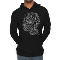 Meditate Mindfulness Zen Buddha Yoga Wordart T Shirt Lightweight Hoodie | Artistshot