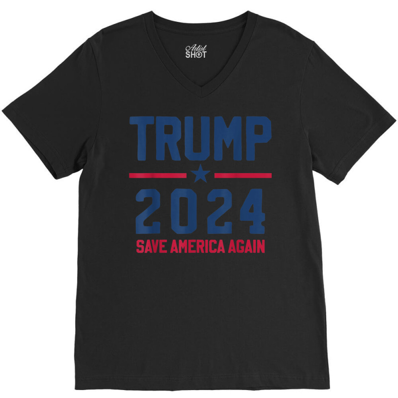 Trump 2024   Save America Again   Pro Trump V-neck Tee | Artistshot