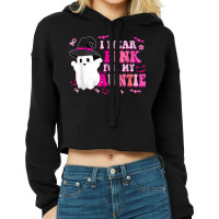 Retro I Wear Pink For My Auntie Halloween Cute Pink Ghost Cropped Hoodie | Artistshot