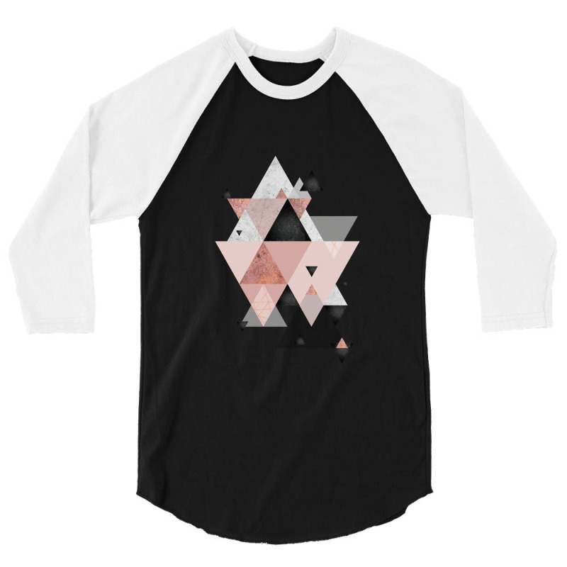 Geometric Compilation In Rose Gold And Blush Pink 3/4 Sleeve Shirt | Artistshot