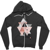 Geometric Compilation In Rose Gold And Blush Pink Zipper Hoodie | Artistshot