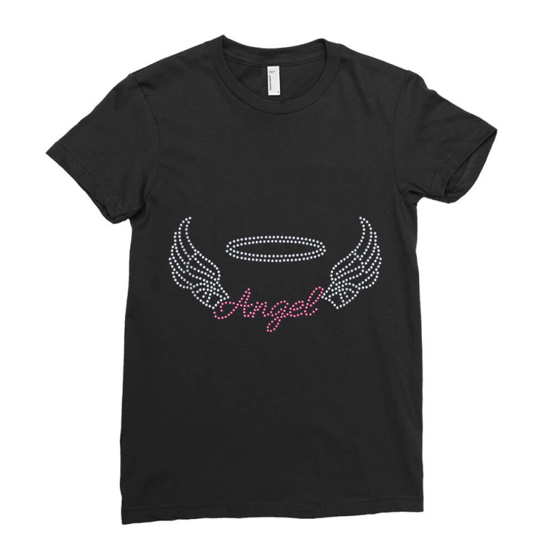 Angel With Wings Bling Rhinestone Diamante Embellished Tank Top Ladies Fitted T-Shirt by cm-arts | Artistshot